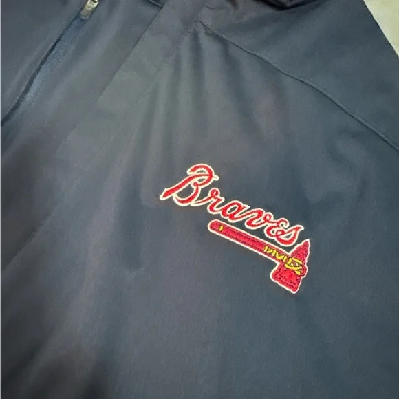 Atlanta Braves Windbreaker Jacket Men L Blue Full Zip Antigua MLB Y2K - Picture 5 of 11